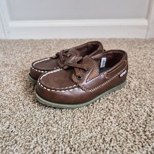Carter's Brown Moccasin-Style Kids Boat Shoes with Green Soles